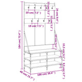 Clothes Rack with Shoe Storage Smoked Oak 100x40x184 cm 837839