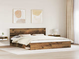 Bed Frame with Headboard Old Wood 200 x 200 cm Solid Pine Wood 3409316