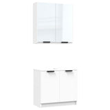 2 Piece Bathroom Cabinet Set White Engineered Wood 3115860