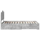 Bed Frame with Drawer Concrete Grey 70 x 190 cm Engineered Wood 3413669