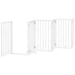 Dog Gate with Door Foldable 12 Panels White 600 cm Poplar Wood 3155539