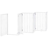 Dog Gate with Door Foldable 12 Panels White 600 cm Poplar Wood 3155539