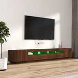 3 Piece TV Cabinet Set with LED Lights Brown Oak Engineered Wood 3120175