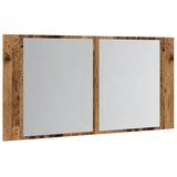 LED Mirror Cabinet Old Wood 90x12x45 cm Engineered Wood 856284