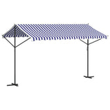 Free Standing Awning Blue and White 400x300 cm Fabric and Steel 368932