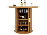 Round bar table with storage, 91.6cm high standing table with cabinet, MDF wood look, load capacity N639P442895D