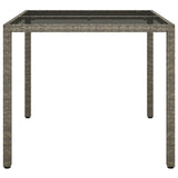 Garden Table 90x90x75 cm Tempered Glass and Poly Rattan Grey 316701