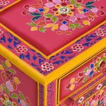 Bedside Cabinet Solid Mango Wood Pink Hand Painted 244835