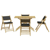 5 Piece Folding Bistro set with Dark Grey Cushions Bamboo 3208936