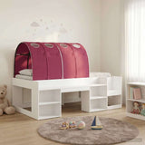 Kids'High Bed Frame with Storage White and Red Engineered Wood 3423597