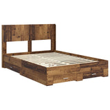 Bed Frame with Storage and Headboard Old Wood 120 x 190 cm 3414497