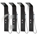 Shower Panel Unit Aluminium 20x44x130 cm Black 142996