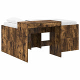 Kids'High Bed Frame with Desk Smoked Oak Engineered Wood 3422671