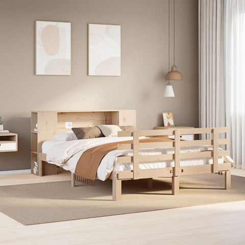 ZNTS Bookcase Bed without Mattress 120x200cm Solid Wood Pine 3322708