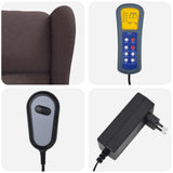 Wing Back Electric Massage Recliner Chair Dark Brown Fabric 3460295