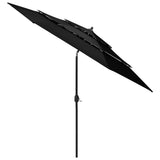 ZNTS 3-Tier Garden Parasol with Aluminium Pole Black 3 m 313874