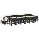 17 Piece Garden Dining Set with Cushions Black Poly Rattan 3210822