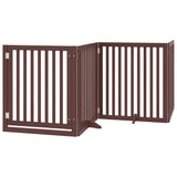 Dog Gate with Door Foldable 6 Panels Brown 480 cm Poplar Wood 3155693