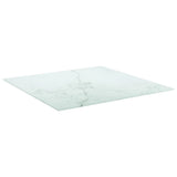 Table Top White 70x70 cm 6 mm Tempered Glass with Marble Design 322256