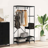 Clothes Rack with Shelves Black Engineered Wood 847859