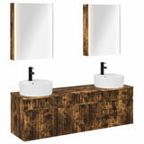 Bathroom Cabinet Set 5 pcs Smoked Oak Engineered Wood 3406611