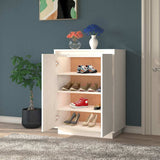 Shoe Cabinet White 60x35x80 cm Solid Wood Pine 813531