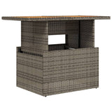 Garden Table Grey 100x55x73 cm Poly Rattan and Acacia Wood 366127
