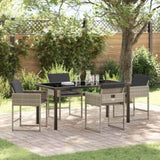 Garden Dining Set with Cushion 5 pcs Light Grey Poly Rattan 3380026