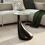 Coffee Table High-Gloss Black Fiberglass and Tempered Glass Small 240321