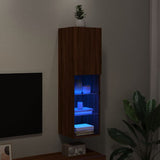 TV Cabinet with LED Lights Brown Oak 30.5x30x102 cm 837027