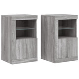 Side Cabinets with LED Lights 2 pcs Grey Sonoma Engineered Wood 836641