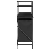 Laundry Basket 3 Compartments with Shelves Black Oak 859080