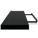 Floating Wall Shelves 2 pcs High Gloss Black 90x23.5x3.8 cm MDF 323776