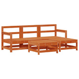 Garden Lounge Set 5 pcs Wax Brown Solid Pine Wood 3418129