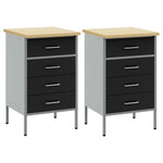 Work Cabinet with Drawer 2 pcs Black and Grey 100 x 55 x 85 cm 3321362