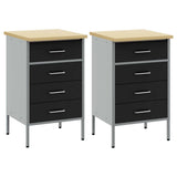 Work Cabinet with Drawer 2 pcs Black and Grey 100 x 55 x 85 cm 3321362