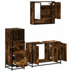 ZNTS 3 Piece Bathroom Furniture Set Smoked Oak Engineered Wood 3301042