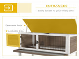 Wooden Guinea Pig Hutch, Small Animal Cage with Slide-out Tray, Openable Asphalt Roof, 84 x 43 x T3398P350036
