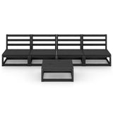 5 Piece Garden Lounge Set Black Solid Pinewood 3075348