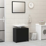 ZNTS 3 Piece Bathroom Furniture Set Black Engineered Wood 3056935