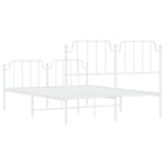 ZNTS Metal Bed Frame with Headboard and Footboard White 140x190 cm 373954