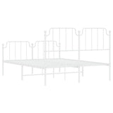 Metal Bed Frame without Mattress with Footboard White 140x200cm 373955