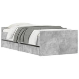 Bed Frame with Drawers without Mattress Concrete Grey 90x200 cm 3207374