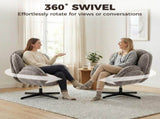 Modern Wingback Accent Chair, Velvet Armchair with Four-Star Base, S-Springs, Swivel, Grey T3398P548766
