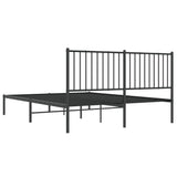 Metal Bed Frame without Mattress with Headboard Black 160x200cm 350867