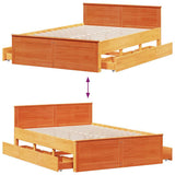 Bed Frame without Mattress with Headboard Wax Brown 140x190 cm Solid Wood Pine 3308779