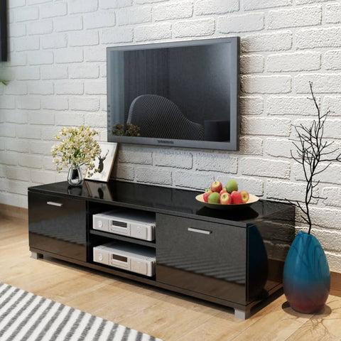 TV Cabinet High-Gloss Black 140x40.5x35 cm 243044
