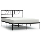 Metal Bed Frame without Mattress with Headboard Black 160x200cm 355466