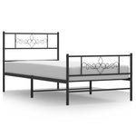 Metal Bed Frame without Mattress with Footboard Black 90x200cm 355278