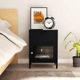 Nightstand Black 40x30x54.5 cm Steel and Glass 336052
